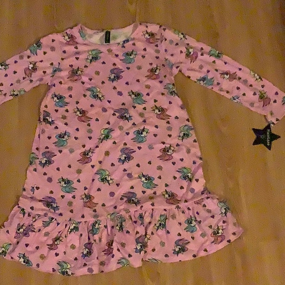 Long Sleeve Ruffle Nightgown pink Unicorn